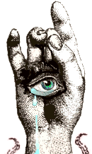 The Mystic Eye Tarot and More navigation picture of alchemical type image of hand with eyeball